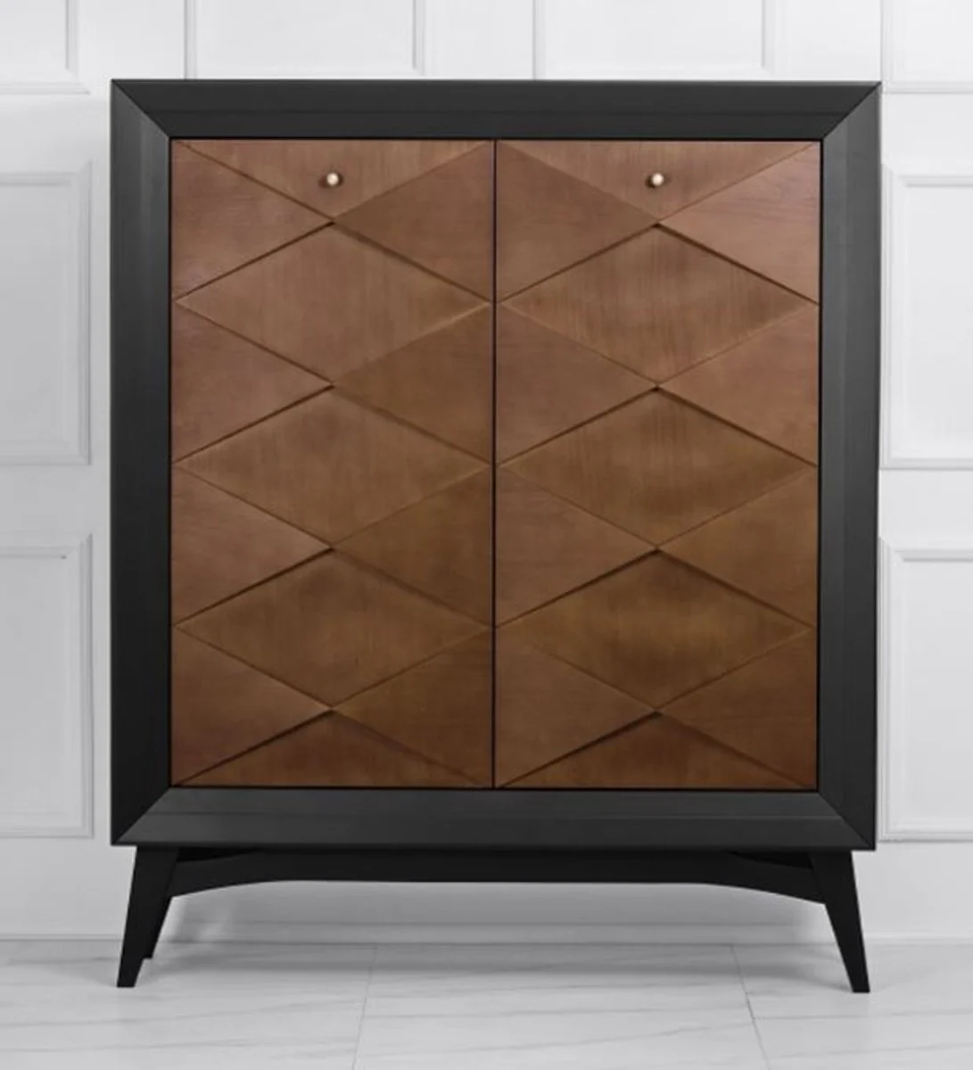 Cajonera neoclásica de lujo Casa Padrino negro / marrón 120 x H143 cm - aparador muebles art deco