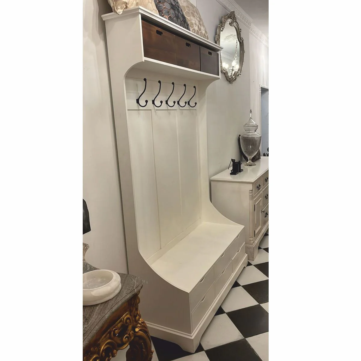 Casa Padrino armario de estilo campestre blanco / marr¨®n oscuro 140 x 50 x A. 220 cm - Pieza de exposici¨®n