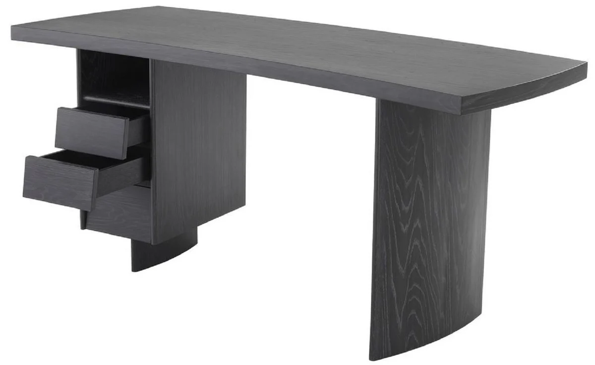 Casa Padrino escritorio de lujo de madera maciza con tablero curvo gris antracita 170 x 70 x A. 78,5 cm - Mesa de Oficina - Mesa de Computadora - Muebles de Oficina de Lujo