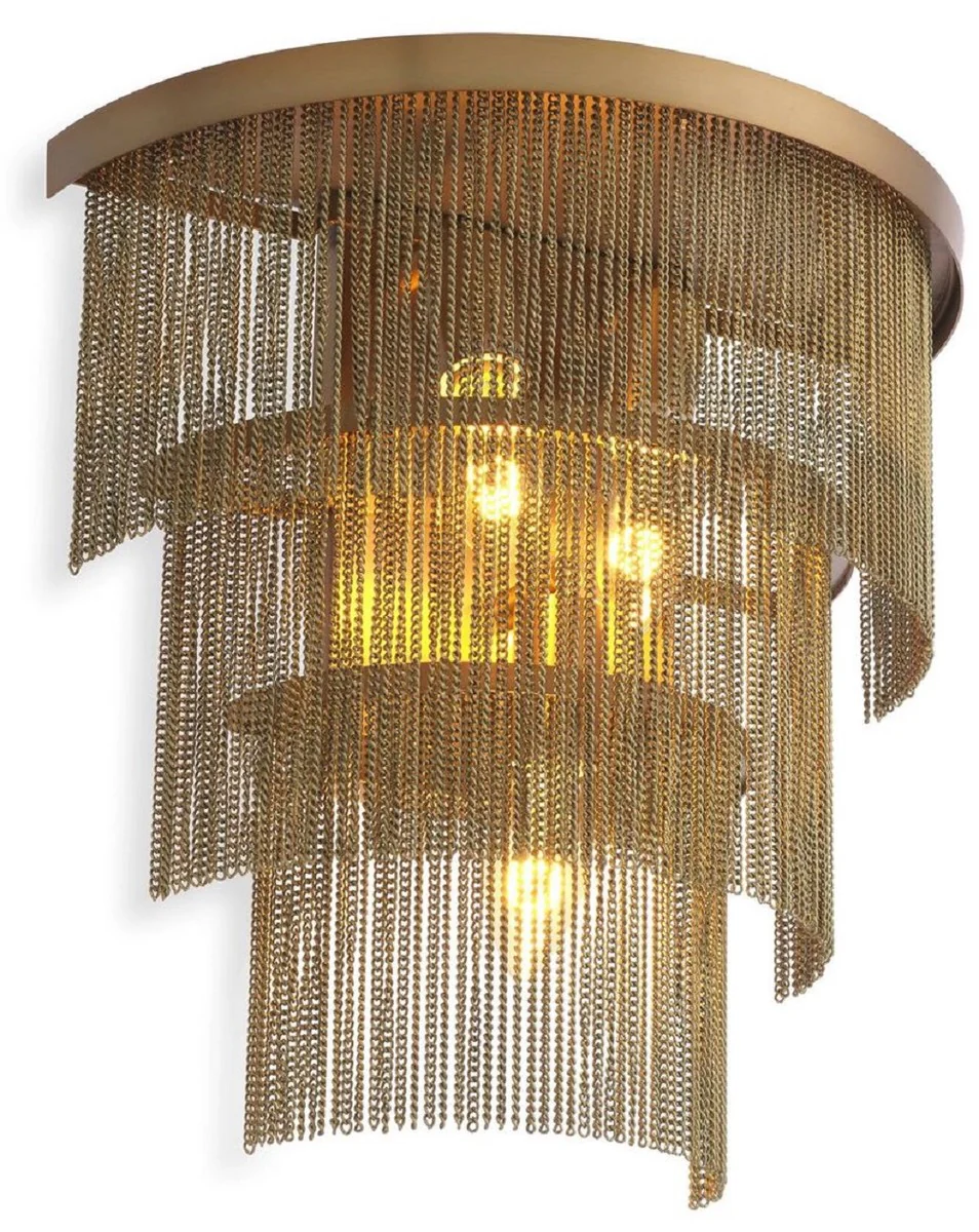 Casa Padrino lámpara de pared de lujo latón antiguo 33 x 16 x A. 32,5 cm - Aplique semicircular de acero inoxidable - Apliques de salón de lujo - Calidad de Lujo