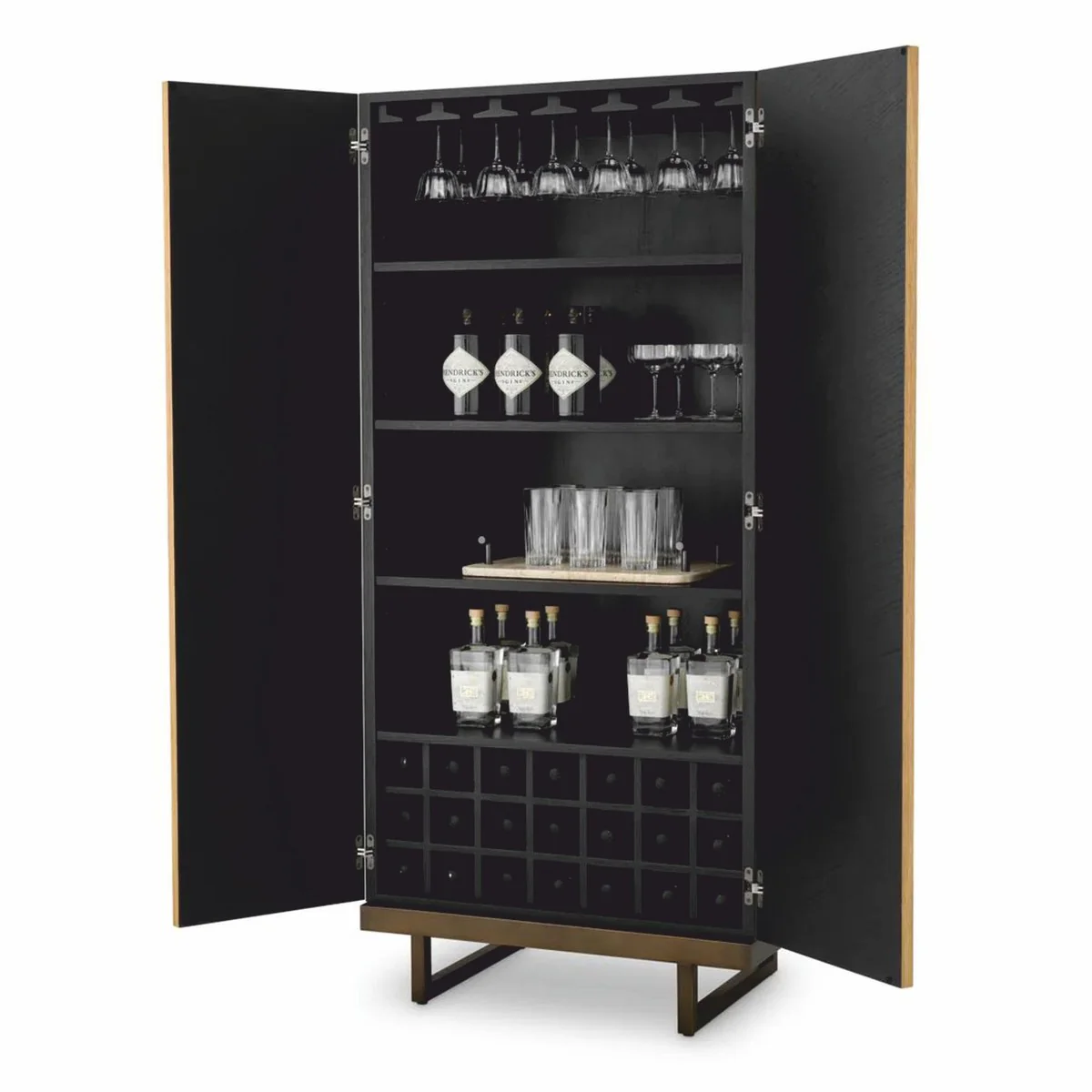 Casa Padrino armario bar de lujo natural / marr¨®n oscuro / bronce Al. 175 cm - Muebles de bar