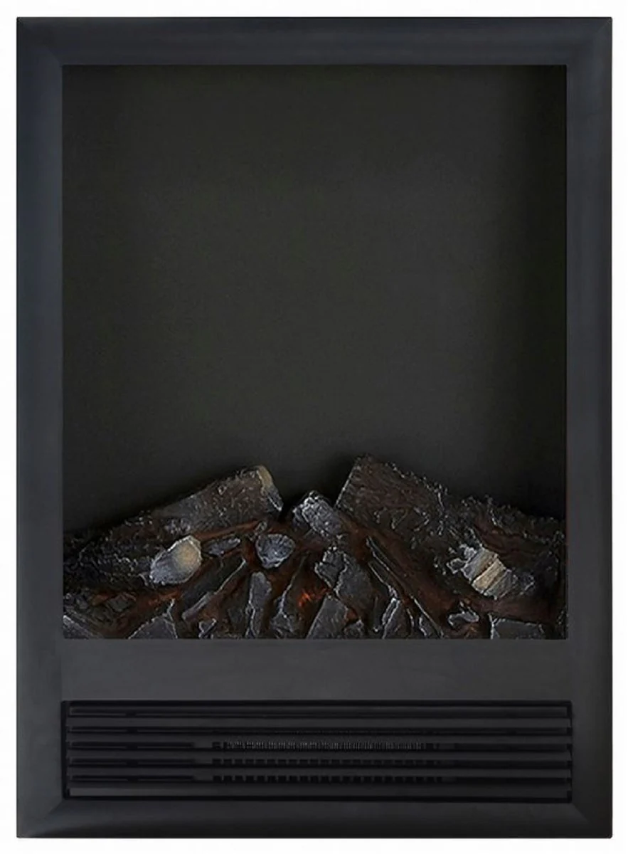 Casa Padrino chimenea empotrada el¨¦ctrica de lujo negro 47 x 20,5 x A. 66,5 cm - Chimenea LED decorativa de sal¨®n con mando a distancia - Muebles de sal¨®n - Muebles de lujo