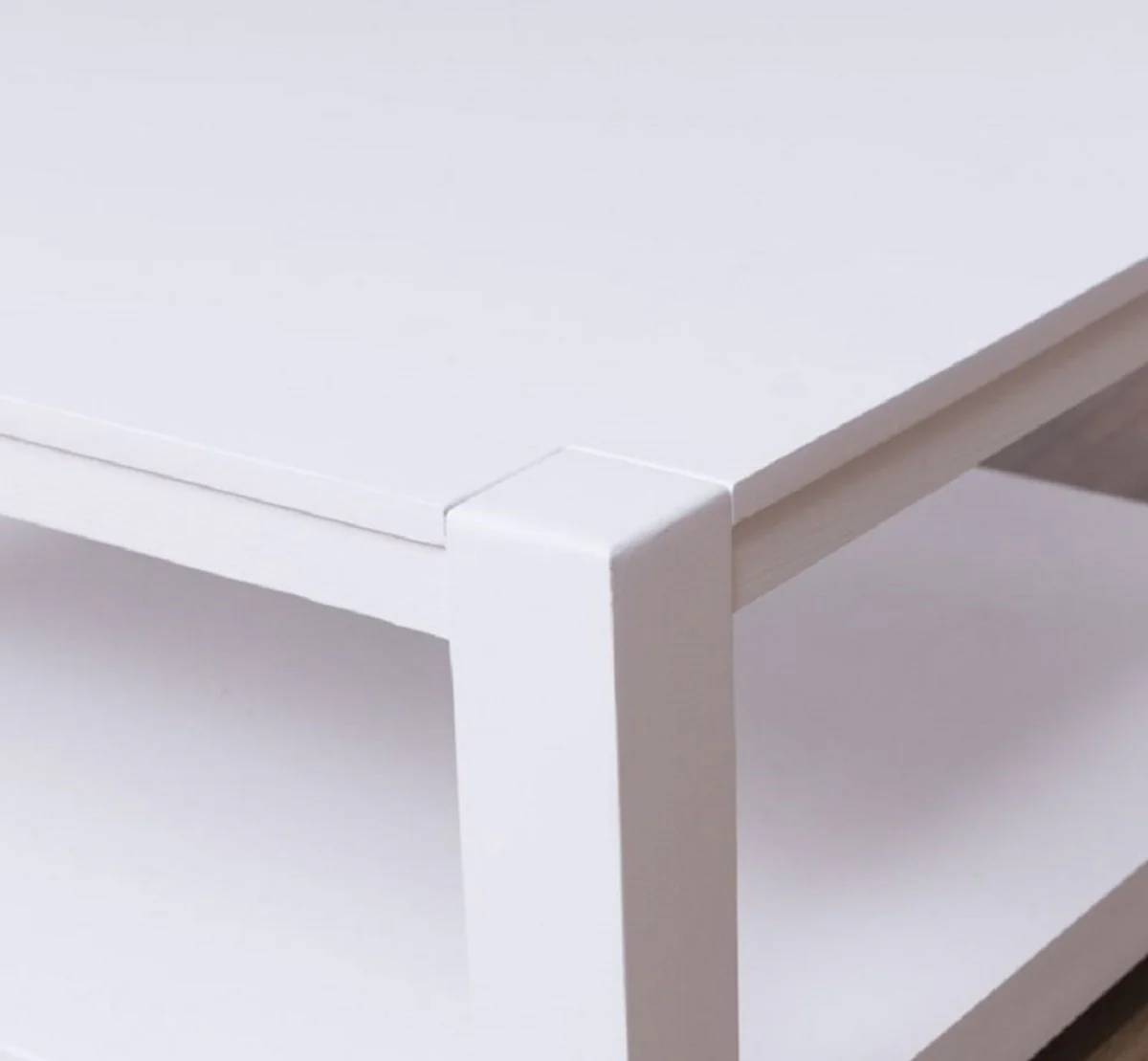 Casa Padrino mesa de centro de estilo campestre blanco 90 x 90 x A. 45 cm - Mesa de la Sala de Madera Maciza - Muebles en Estilo Campestre