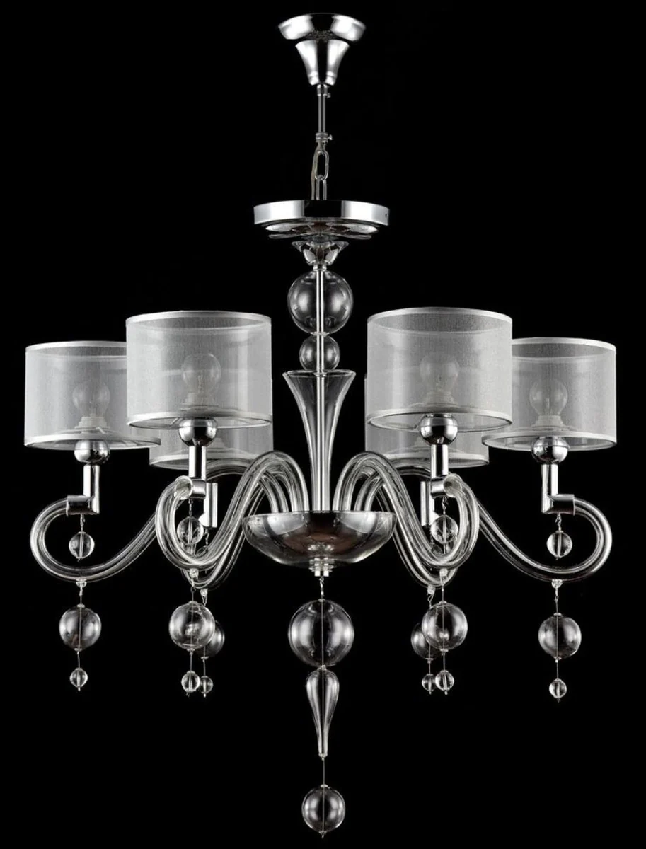 Casa Padrino Baroque Style Chandelier 6-Flames Silver Ø 71 x H. 68 cm - Baroque Luster