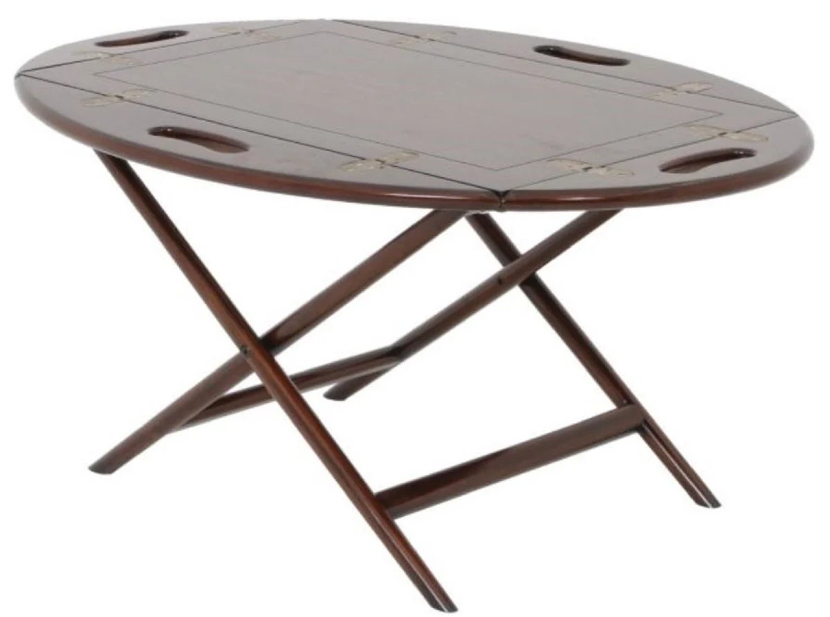 Casa Padrino mesa de centro / bandeja de lujo marrón oscuro 87 x 66 x H. 42 cm - Mesa de Centro Ovalada de Madera de Caoba - Mesa de Servicio - Muebles de Lujo