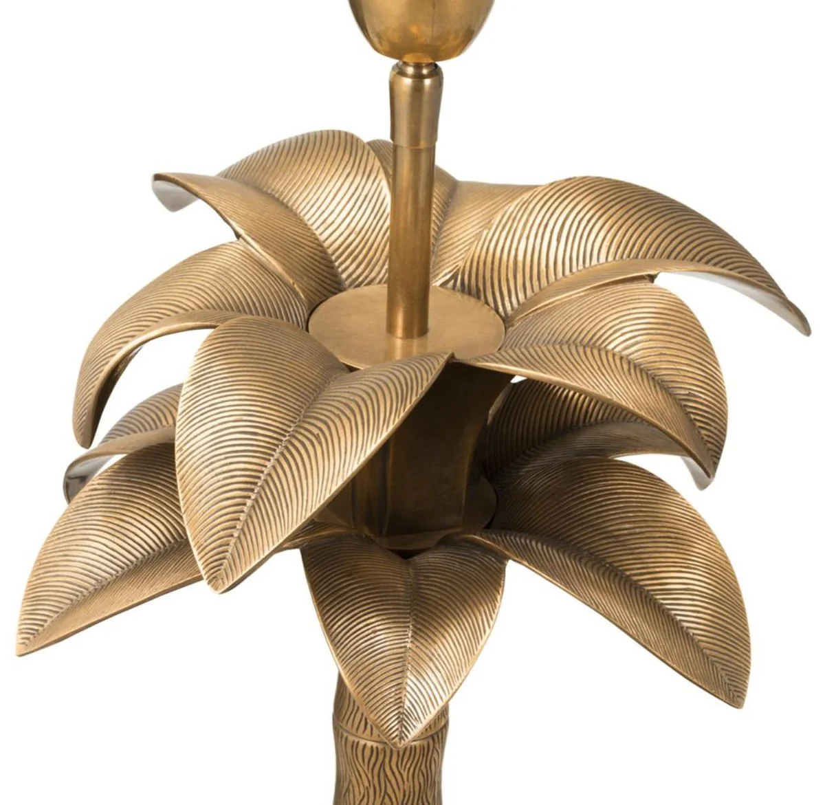 Casa Padrino lámpara de mesa de lujo latón vintage / verde Ø 45 x H. 76 cm - Lámpara de Sala de Estar con Diseño de Palmera