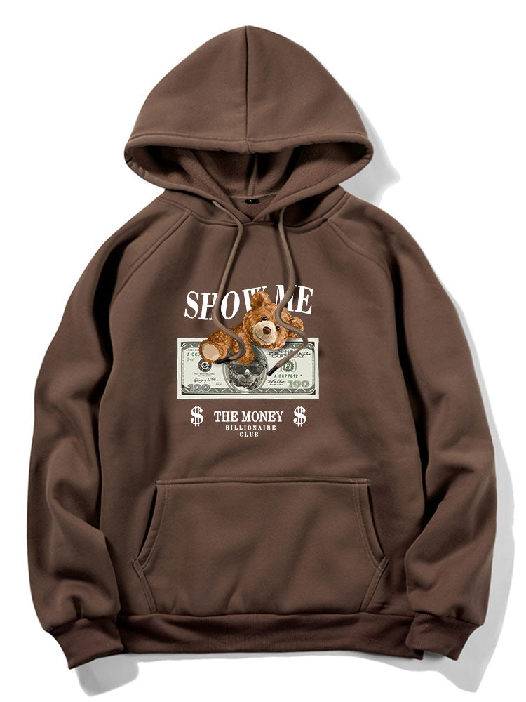 Money Bear Print Hoodie