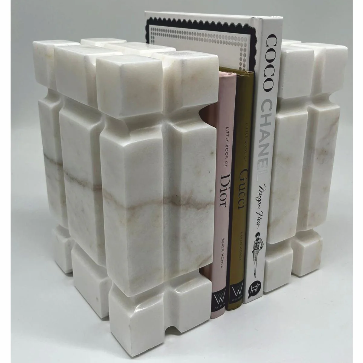 Casa Padrino conjunto de sujetalibros decorativos de m¨¢rmol de lujo blanco - Accesorios decorativos
