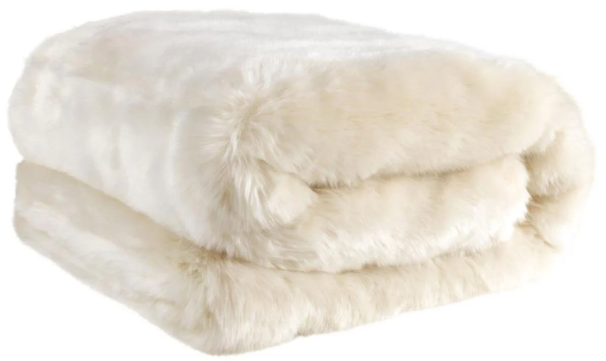 Casa Padrino colcha / manta de lujo blanco 170 x 145 cm - Manta de Piel Sintética