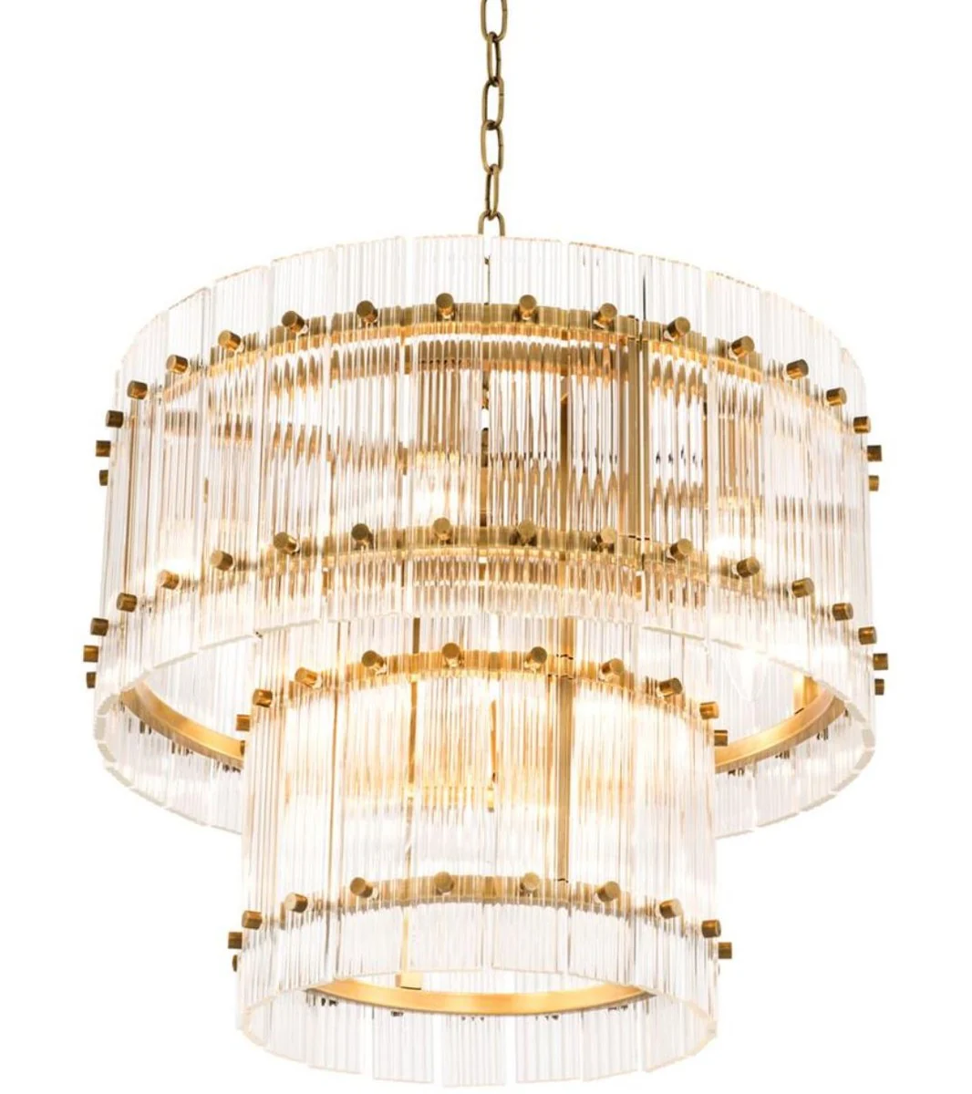 Casa Padrino Araña Latón Antiguo Ø 57 x H. 47 cm - Araña Redonda de Lujo