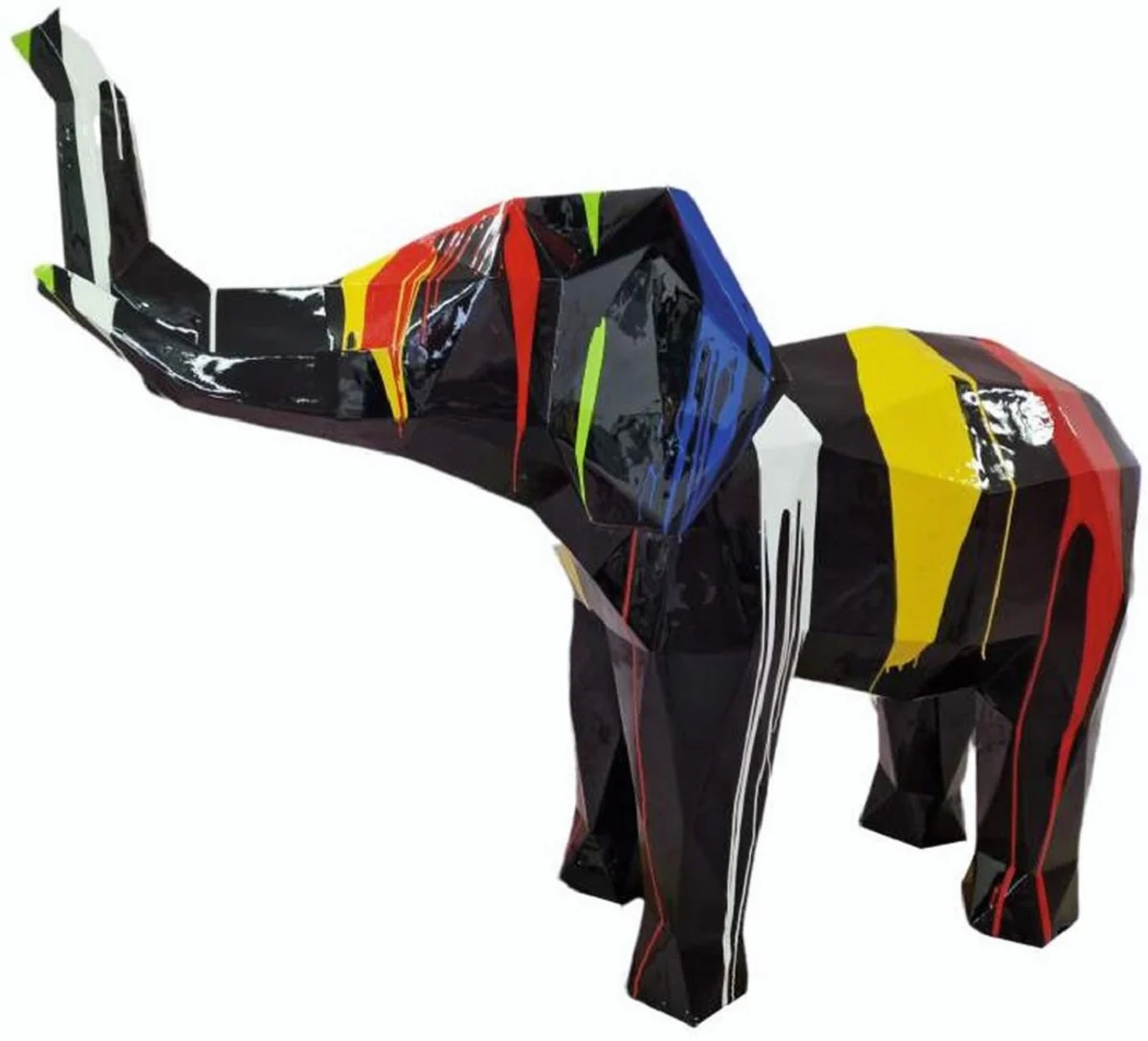 Casa Padrino escultura decorativa XXL elefante negro / colorido 176 cm - Figura de jard¨ªn XXL