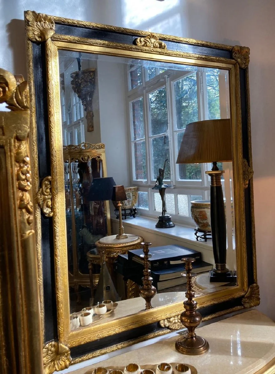 Casa Padrino espejo barroco oro / negro - Espejo de estilo barroco con adornos - Espejo guardarropa barroco - Espejo de pared rectangular estilo barroco - Muebles estilo barroco - Muebles barrocos