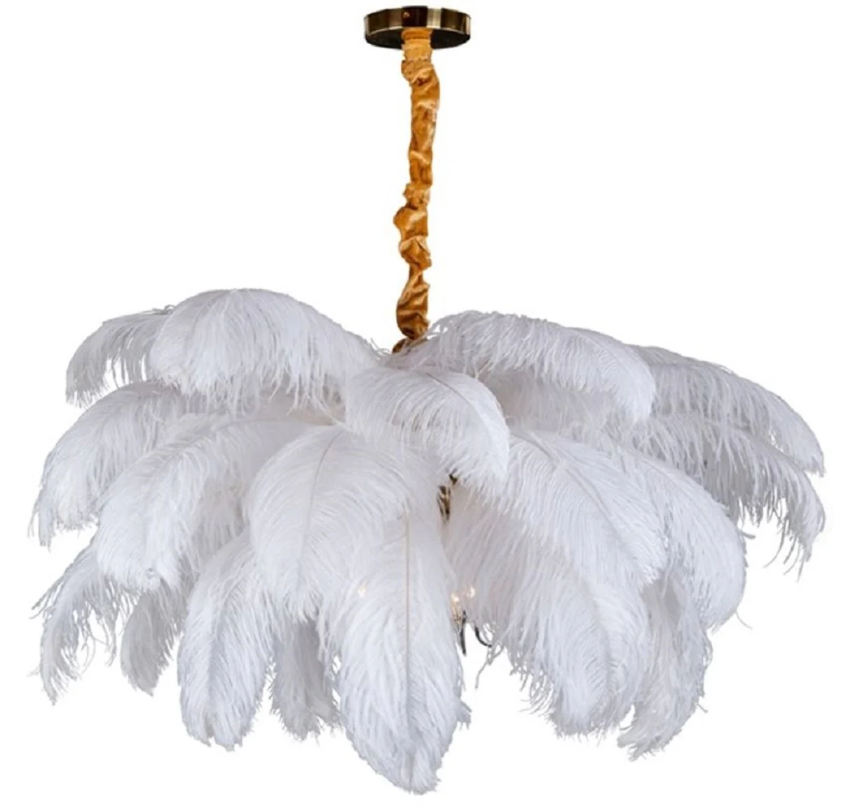 Casa Padrino lámpara colgante de lujo palmera blanco / oro 100 x 100 x H. 40 cm - Lámpara colgante moderna en diseño de palmera - Luces de Lujo - Calidad de Lujo