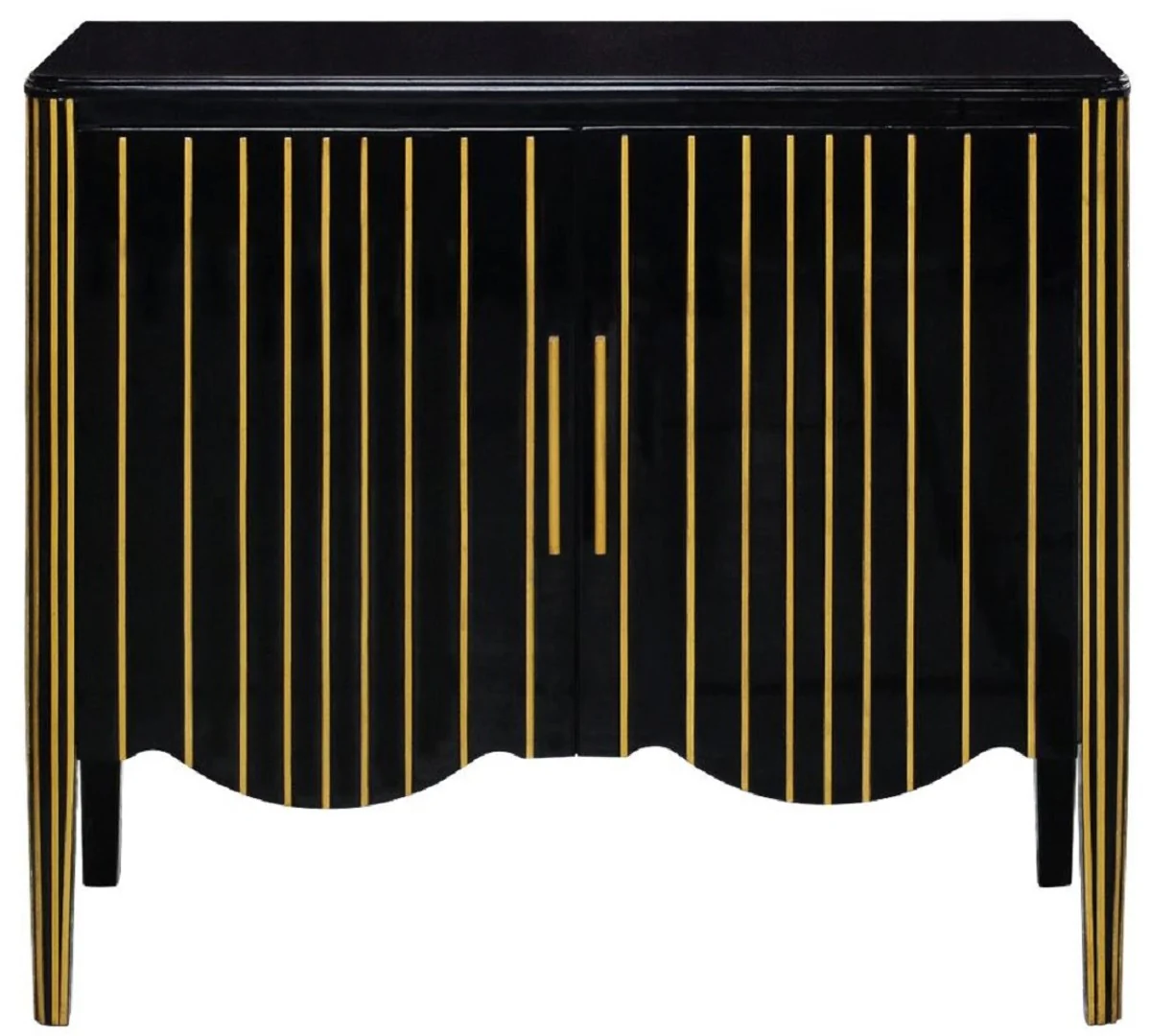 Casa Padrino aparador Art Decó de lujo negro / oro 100 x 50 x A. 90 cm - Armario noble de madera maciza con 2 puertas - Muebles de Salón Art Deco