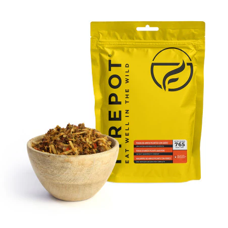 Ración Fideos de arroz picantes con cerdo Firepot - Comida deshidratada