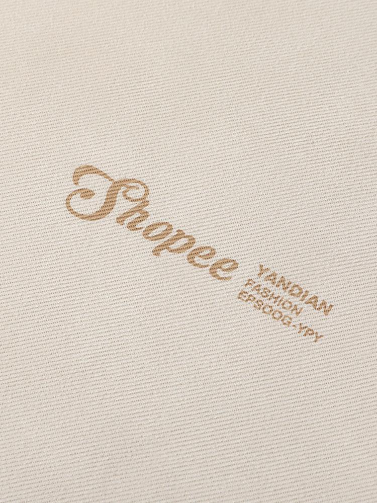 Letter Print Suede Crew Neck Sweatshirt