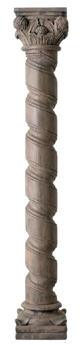 Casa Padrino columna decorativa de caoba barroco de lujo marrón antiguo - Columna de madera maciza tallada a mano - Muebles barrocos - Accesorios decorativos barrocos