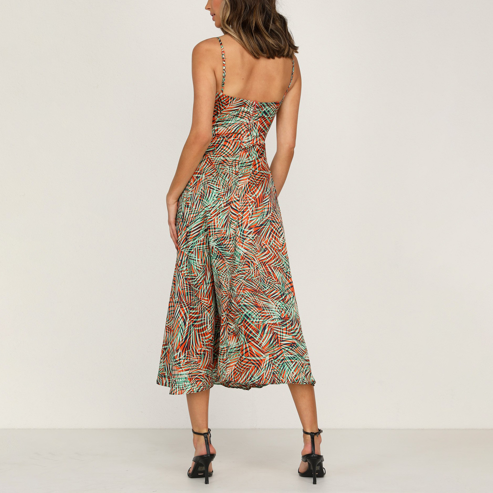 Elegant Print Suspender Dress