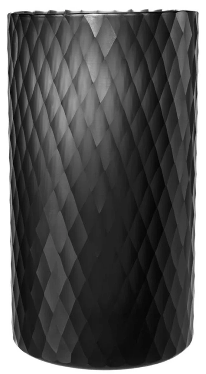 Casa Padrino Portacandelitas de Cristal Negro Ø 20 x H. 36 cm - Portacandelitas de Lujo