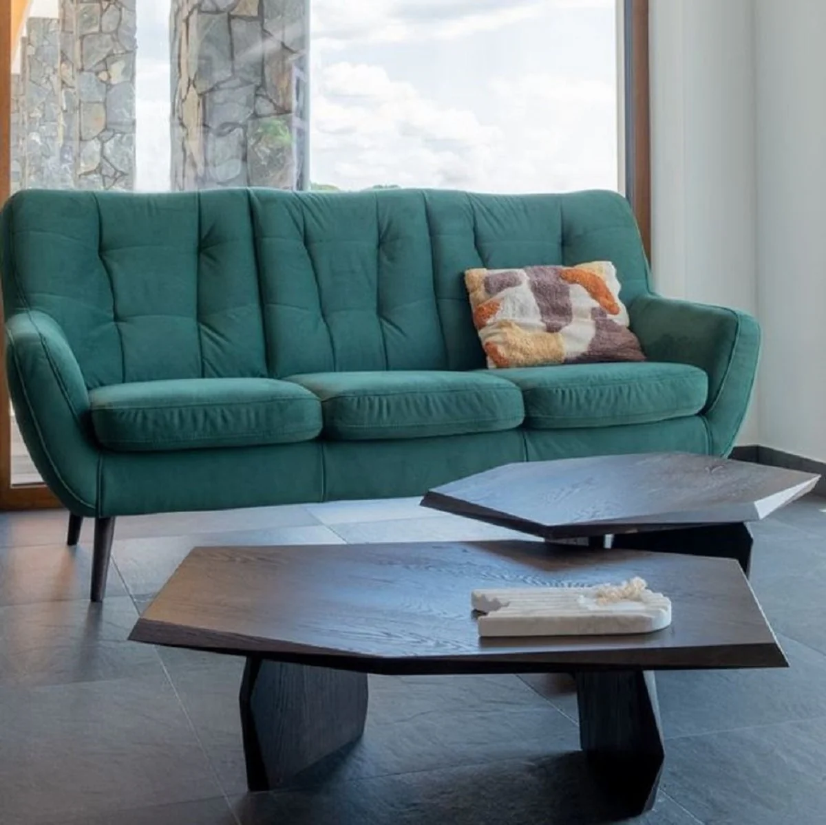 Casa Padrino conjunto de 2 mesas de centro de madera maciza de lujo marr¨®n oscuro - Mesas de sal¨®n de madera de roble - Muebles de sal¨®n - Muebles de lujo - Interiores de lujo