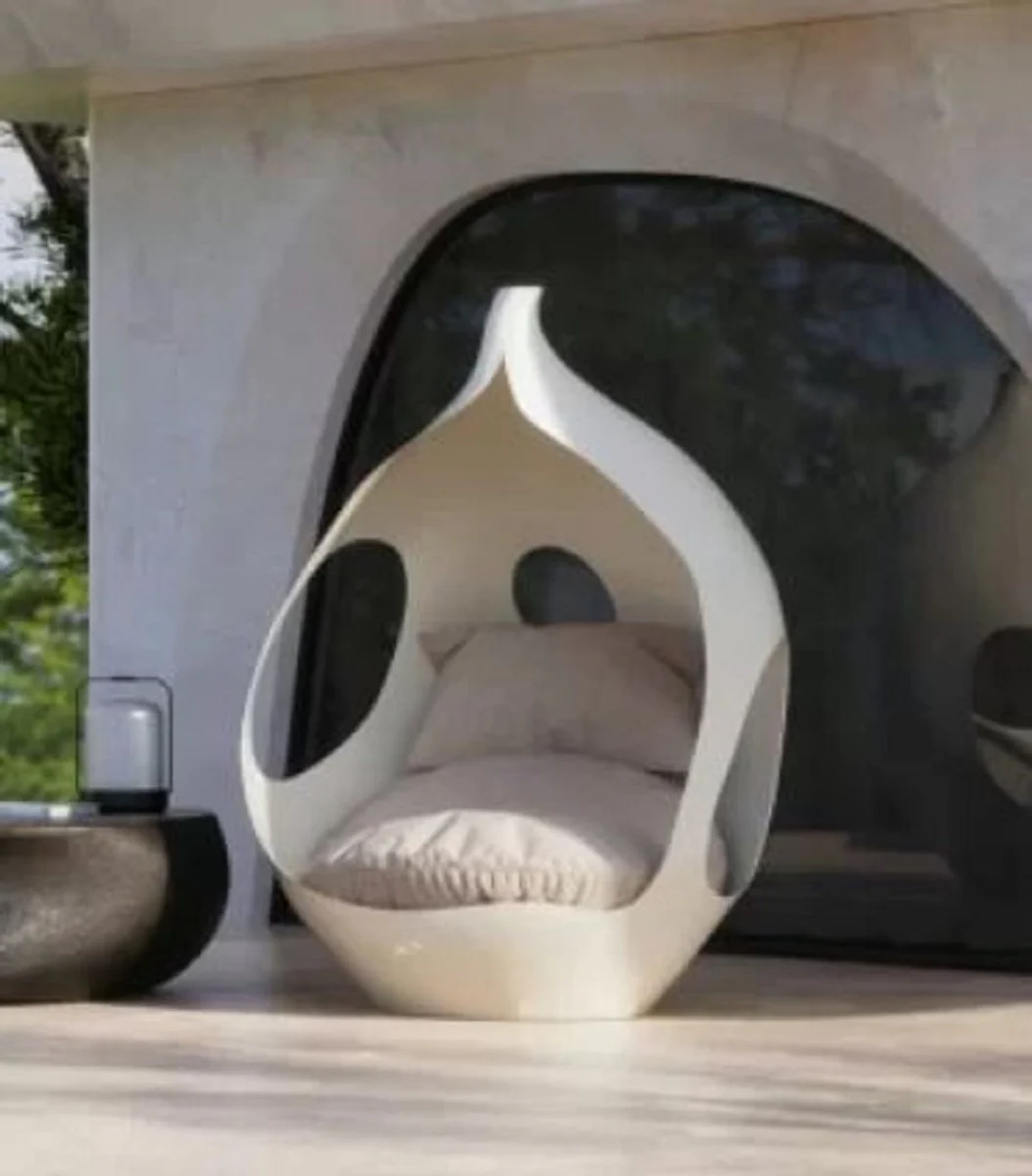 Casa Padrino sof¨¢ de jard¨ªn de 2 plazas de dise?o de lujo blanco mate / gris