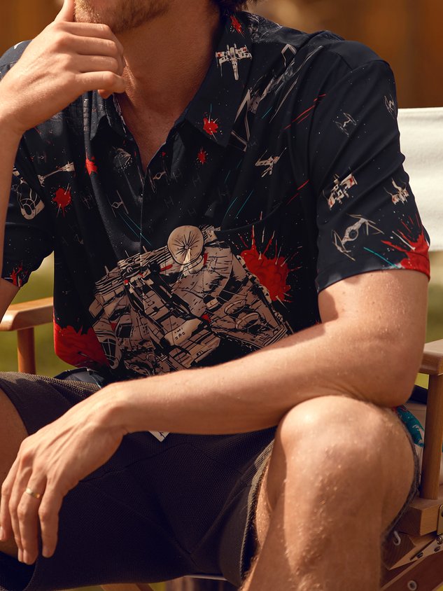 Spaceship Chest Pocket Short Sleeve Shirt