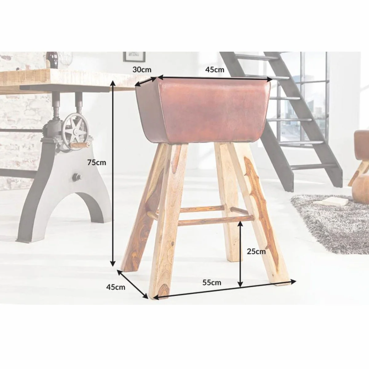 Casa Padrino Designer - Silla de bar de cuero genuino, marr¨®n - Taburetes - Furniture Restaurant Hotel