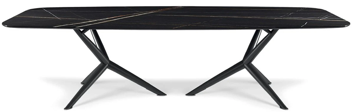 Casa Padrino mesa de comedor de lujo negro 300 x 120 x A. 75 cm - Mesa de comedor con tablero de cer¨¢mica de alta calidad - Muebles de comedor modernos - Calidad de lujo - Hecho en Italia