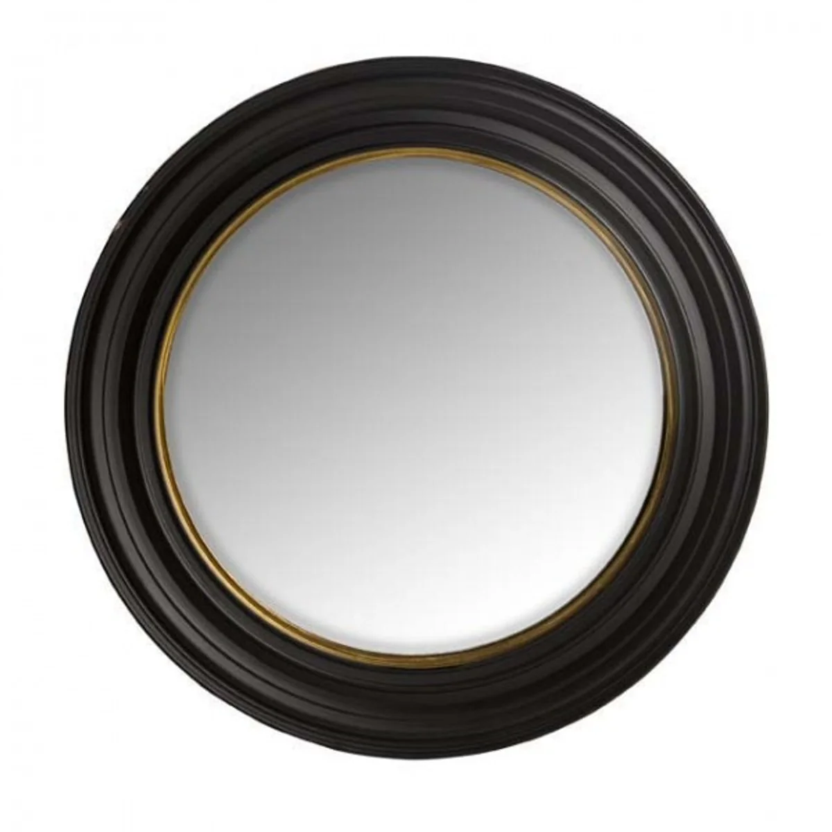Casa Padrino luxury wall mirror Neo Classic Black convex with gold inner border curved 75 x 75 cm - Wall Mirror