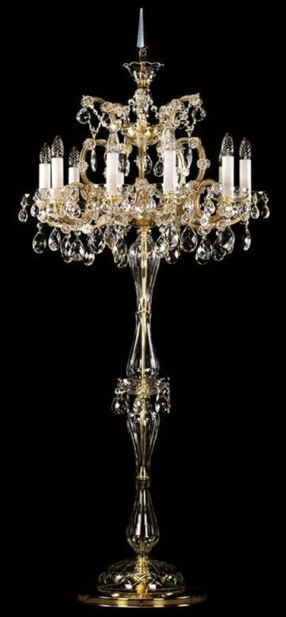 Casa Padrino lámpara de pie de cristal barroco de lujo oro Ø 68 x A. 168 cm - Magnífica lámpara de pie con cristal de Bohemia - Luces de cristal barroco - Calidad de Lujo
