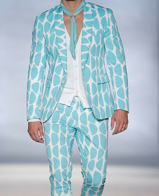 Fashion Geo Pattern Shawl Lapel Blazer & Pants 2Pcs Set