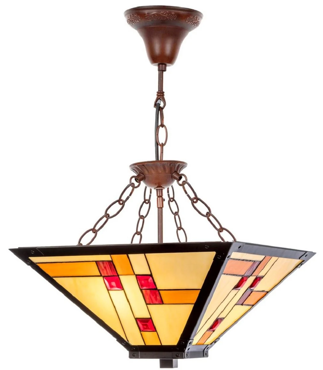 Casa Padrino lámpara colgante Tiffany de lujo multicolor 40 x 40 cm - Lámpara Hecha a Mano de 64 Piezas