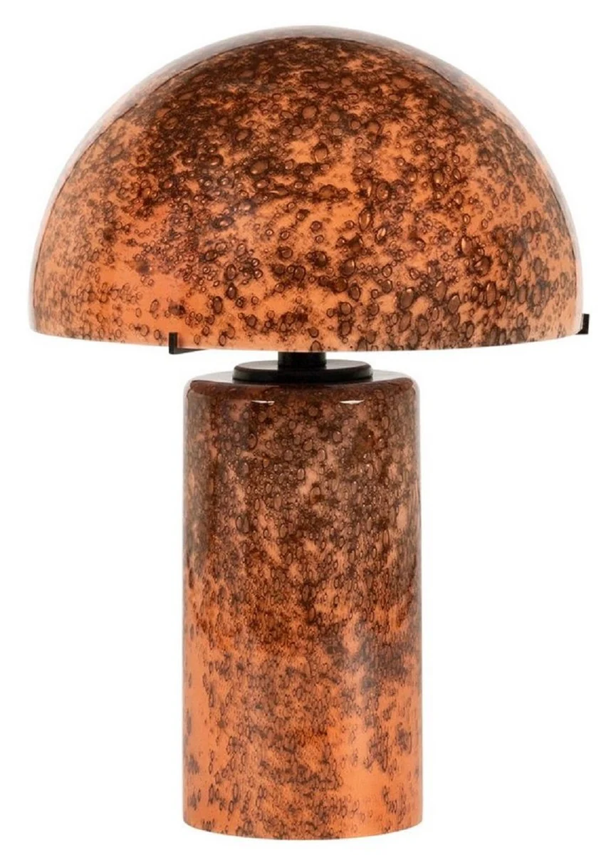 Casa Padrino l¨¢mpara de mesa de vidrio de lujo naranja / marr¨®n A. 36 cm - L¨¢mpara de escritorio redonda