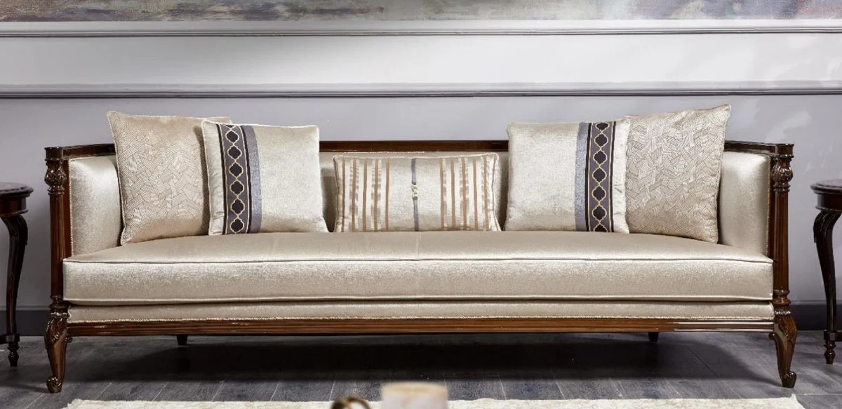 Casa Padrino sof¨¢ barroco de lujo oro / marr¨®n oscuro - Magn¨ªfico sof¨¢ de sal¨®n - Muebles de sal¨®n estilo barroco - Muebles de lujo estilo barroco - Muebles barrocos - Noble y Magn¨ªfico