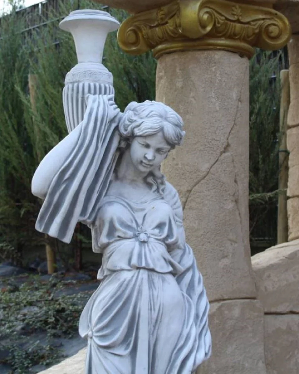 Casa Padrino Escultura de Decoración de Jardín Art Nouveau Mujer con Florero Gris A. 185 cm - Elegante Decoración de Jardín Figura - Accesorios de Decoración de Jardín Barrocos y Art Nouveau