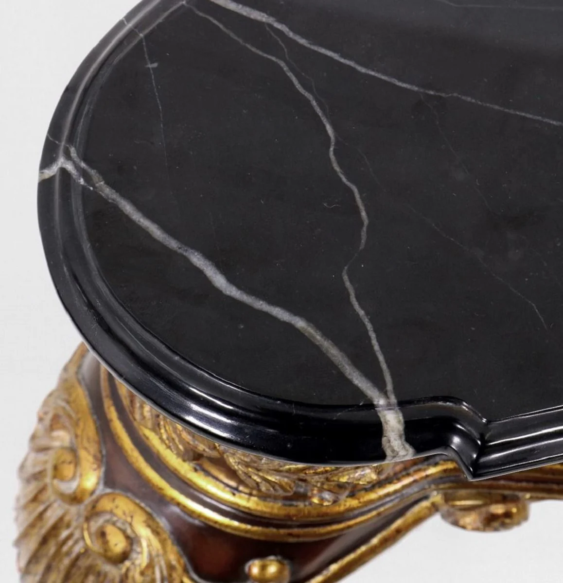 Casa Padrino consola barroco de lujo marr¨®n oscuro / oro / negro 155 x 45 x A. 80 cm - Consola de caoba con decoraciones nobles y tapa de m¨¢rmol - Muebles de estilo barroco