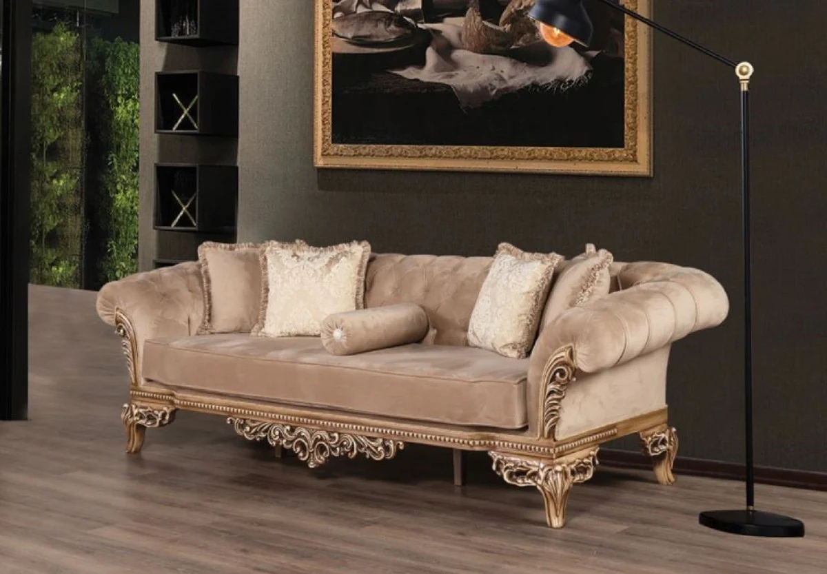 Casa Padrino sof¨¢ Chesterfield barroco de lujo marr¨®n - Magn¨ªfico sof¨¢ de sal¨®n en estilo barroco - Muebles de sal¨®n barrocos - Noble y Magn¨ªfico