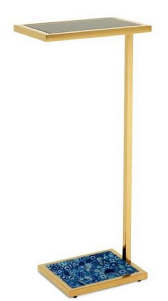 Casa Padrino Mesa Auxiliar de Lujo Oro / Negro / Azul 31 x 20 x H. 72 cm - Muebles de Dise?o