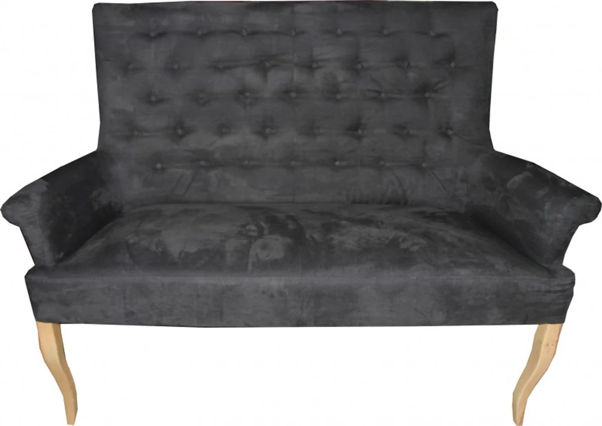 Casa Padrino Designer Chesterfield Bench / sofa dark gray / wood colors - Retro Salon Furniture Baroque