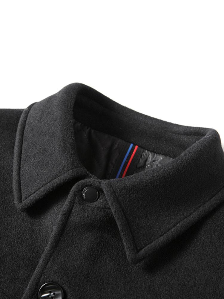 Quilted Lined Wool Blend Lapel Overcoat