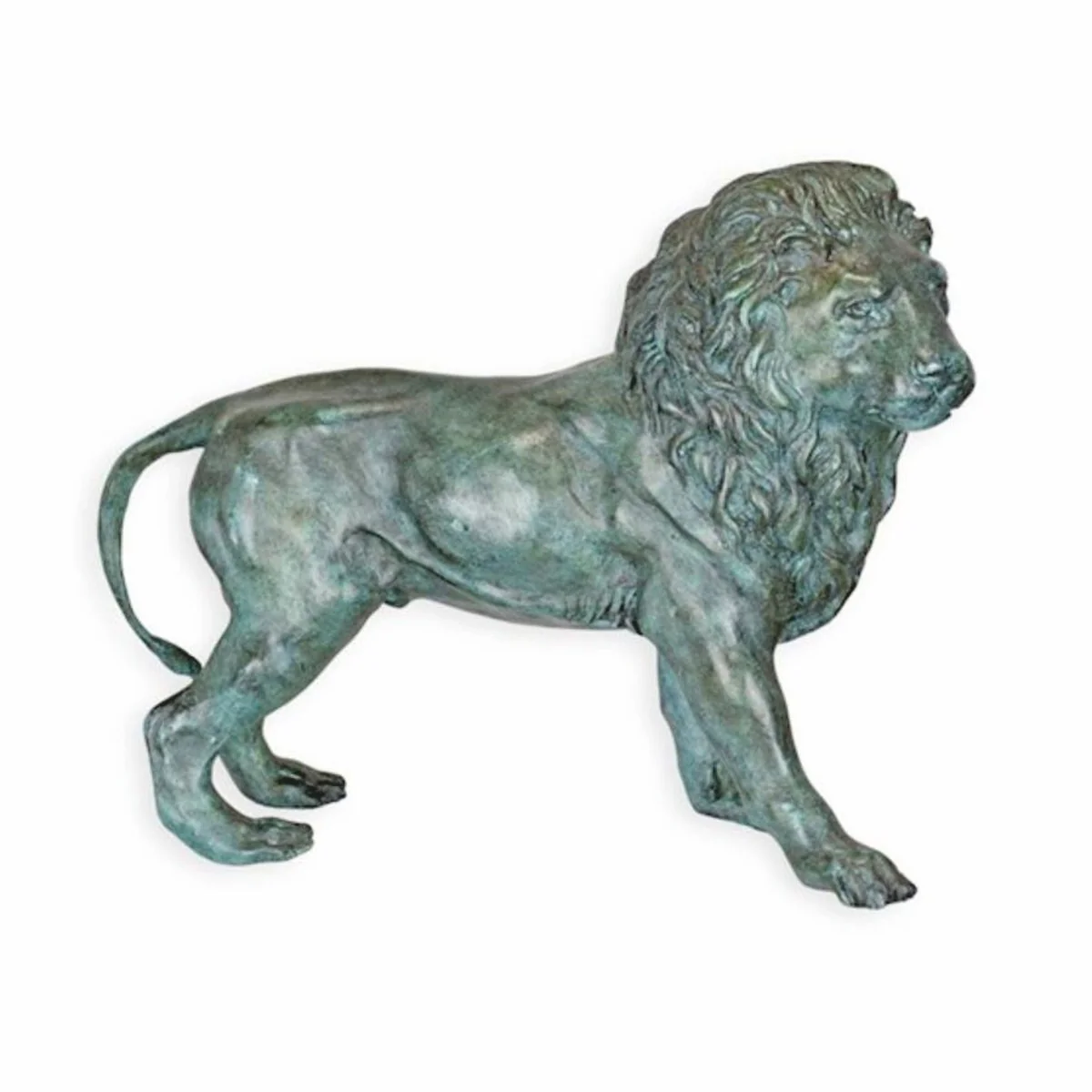 Casa Padrino escultura decorativa de bronce le¨®n lado izquierdo turquesa / gris 34 cm - Decoraci¨®n de escritorio