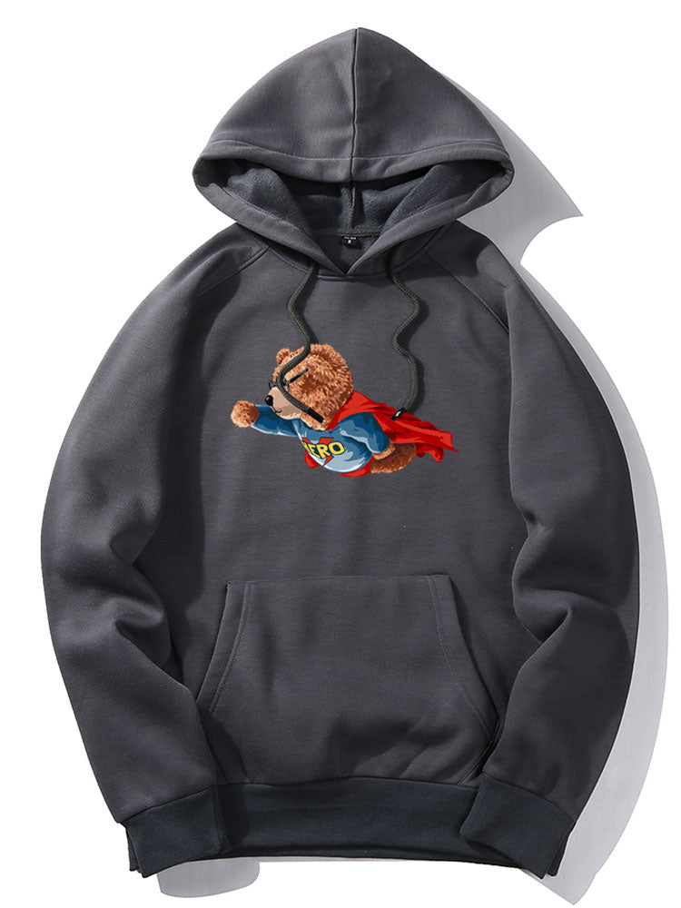 Superhero Bear Print Hoodie