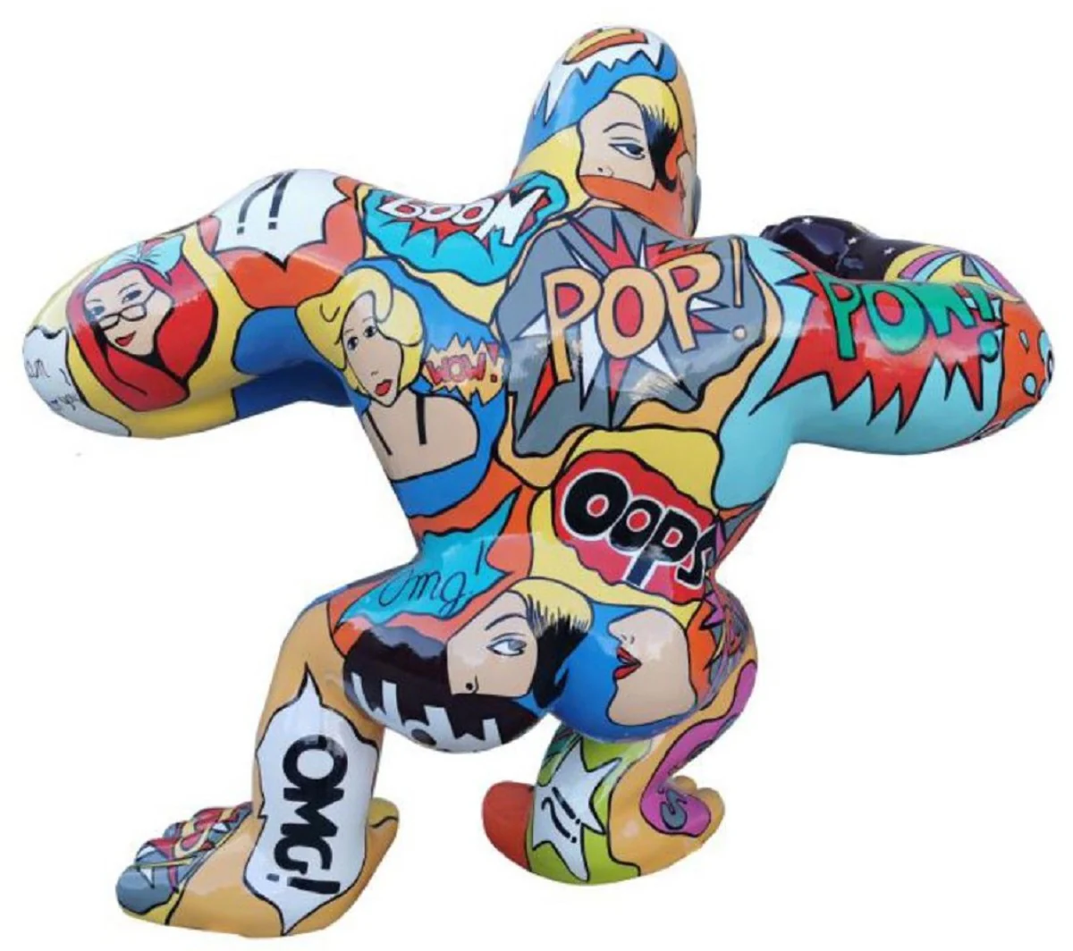 Casa Padrino escultura decorativa de diseño mono gorila colorido 214 x 100 x A. 185 cm - Figura decorativa resistente a la intemperie - Decoración Terraza Jardín