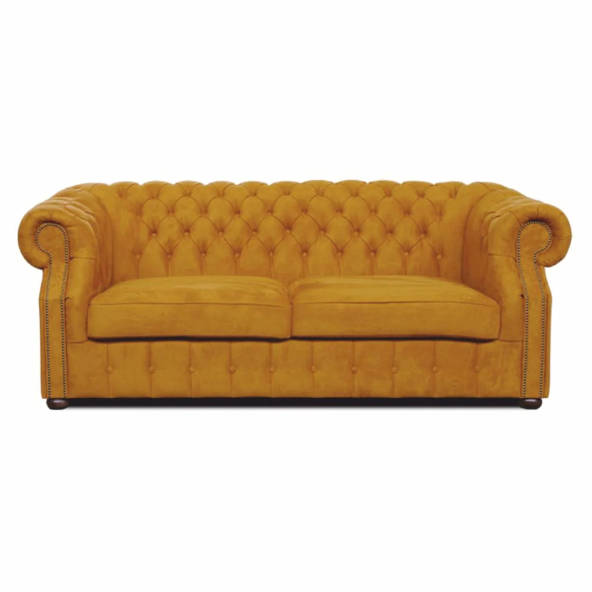 Casa Padrino Sof¨¢ Chesterfield de Lujo de Terciopelo Ocre / Marr¨®n Oscuro 200 cm - Muebles de Sal¨®n