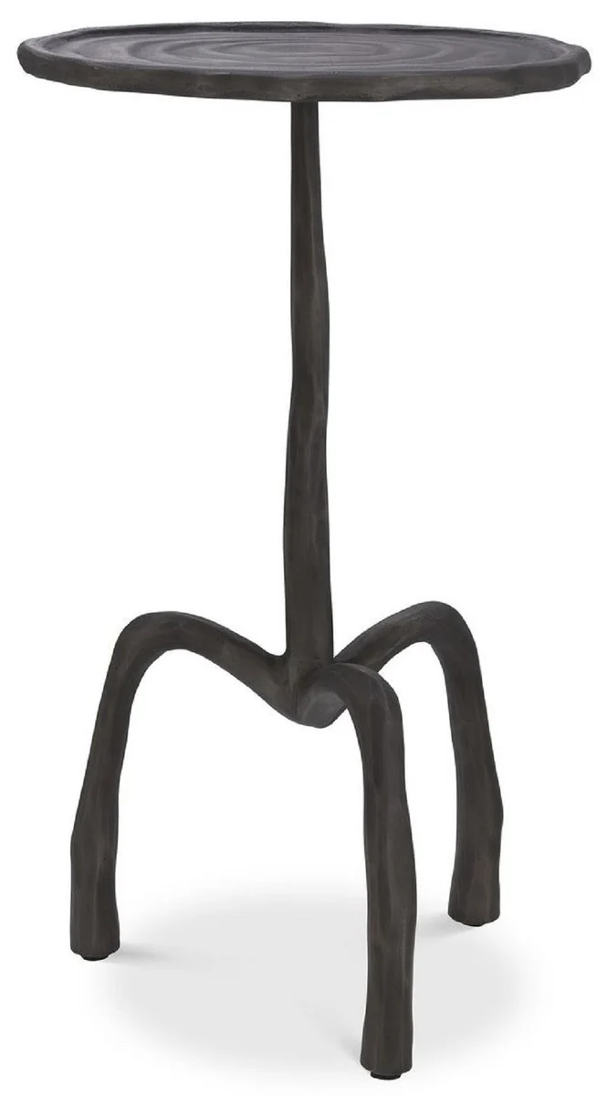 Casa Padrino mesa auxiliar de lujo bronce ? 27,5 x A. 48 cm - Mesa redonda de metal con aspecto de madera - Muebles de sal¨®n - Muebles de Lujo