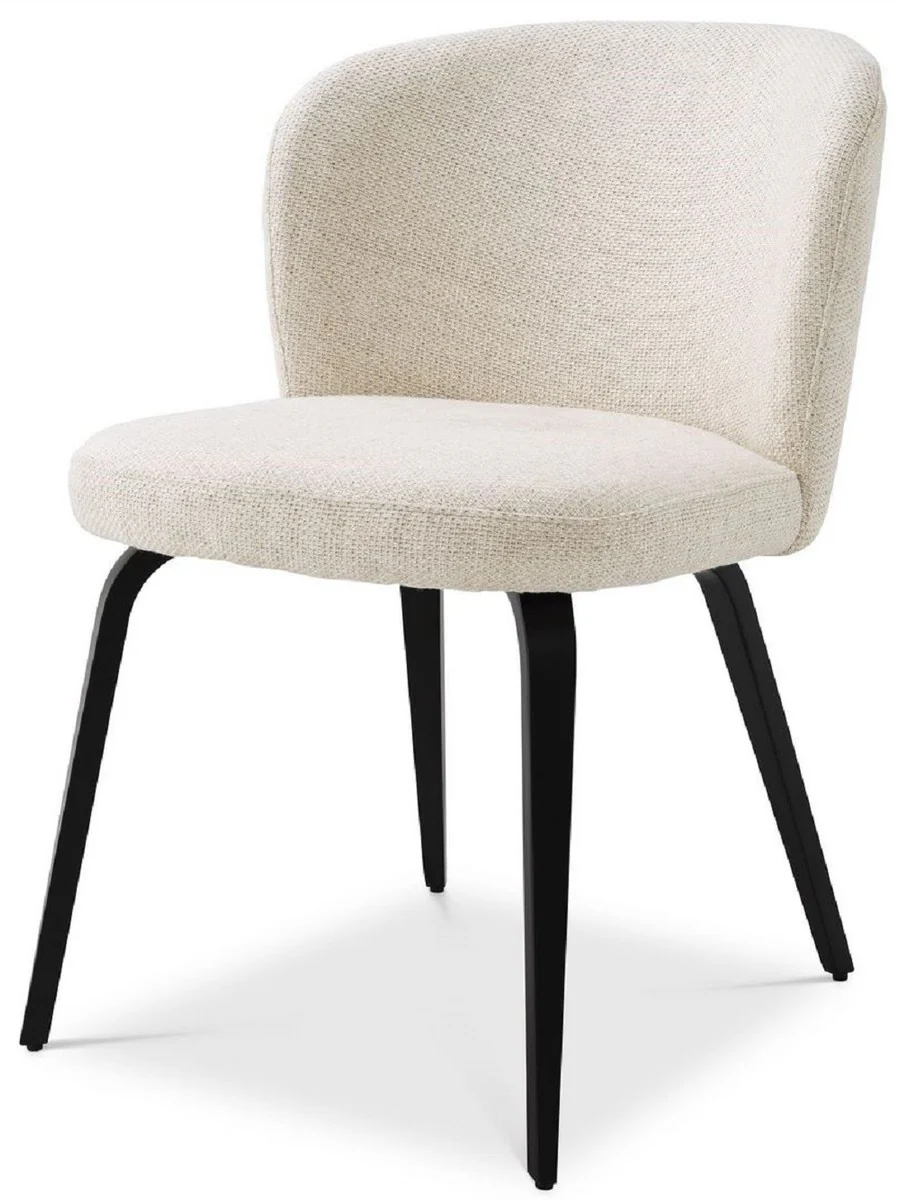 Casa Padrino silla de comedor de lujo natural / negro 57 x 69 x A. 81 cm - Silla de cocina tapizada en dise?o retro - Muebles de comedor retro de lujo