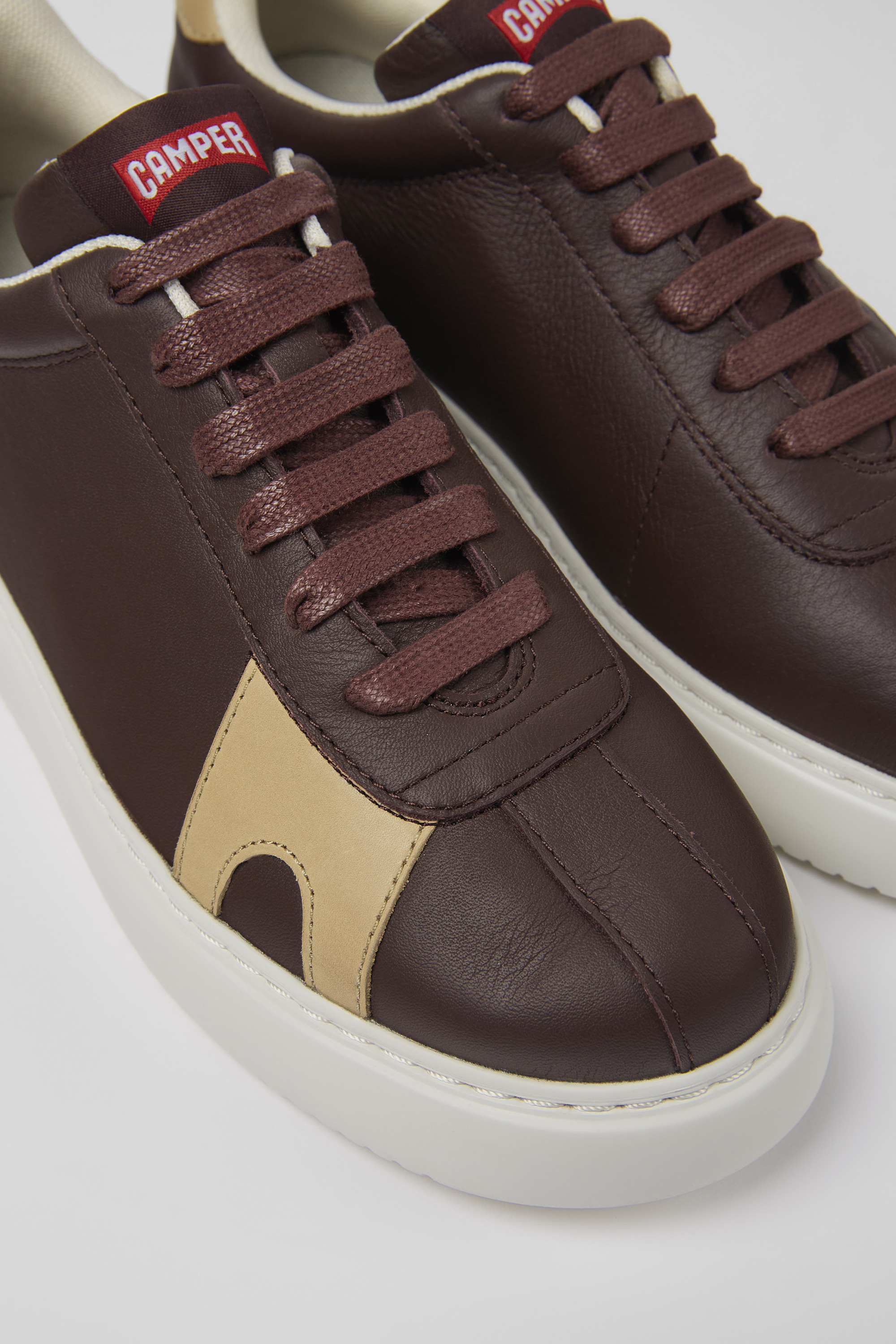 Twins - Brown leather and nubuck sneakers for women