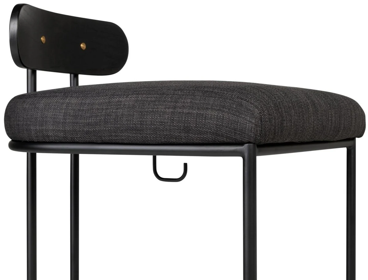 Casa Padrino silla de bar de dise?o negro 46 x 46 x A. 92 cm - Taburete de bar moderno con acero pintado en polvo - Muebles de Bar de Lujo