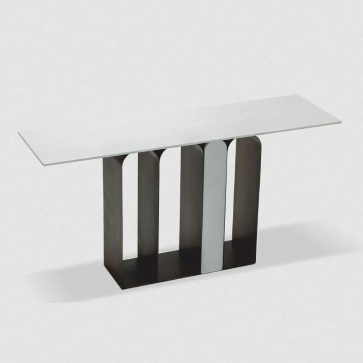 Casa Padrino consola de lujo de metal con tapa de m¨¢rmol lat¨®n antiguo / blanco 150 cm