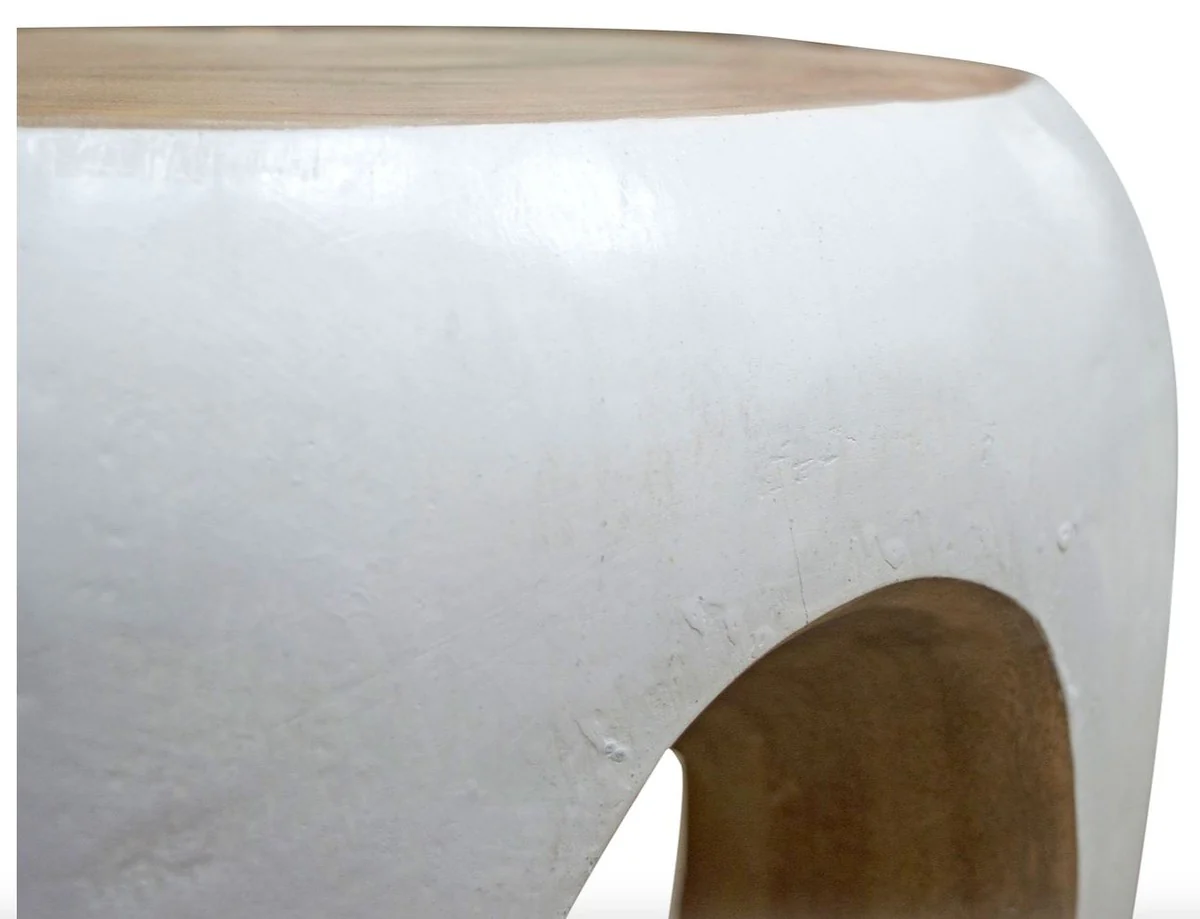 Casa Padrino mesa auxiliar blanco / color natural 40 x H. 54,5 cm - muebles de sala